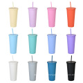 Customized DIY Double wall Matte Plastic Tumbler Acrylic Cups 22oz Pastel Colored Acrylic Cups with Lids and Straw
